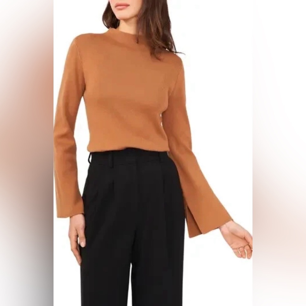 Halogen Long Sleeve Crewneck Top with Flared Cuffs